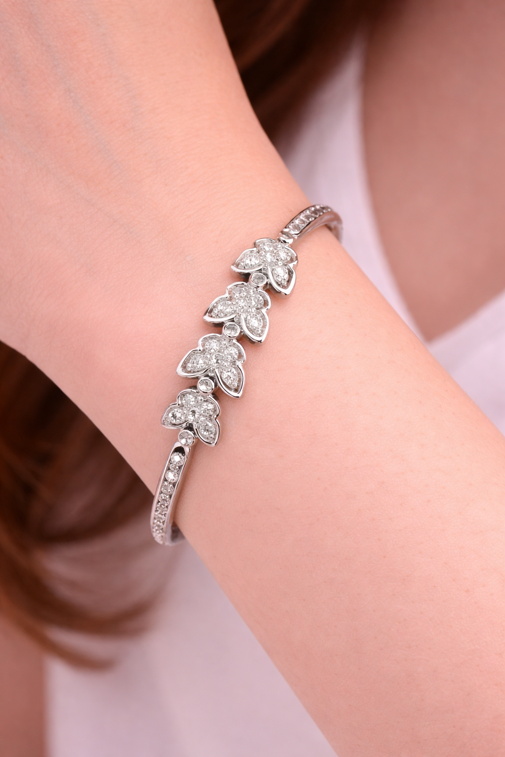 Anti Tarnish Stainless Steel Floral Bracelet for Women & Girls