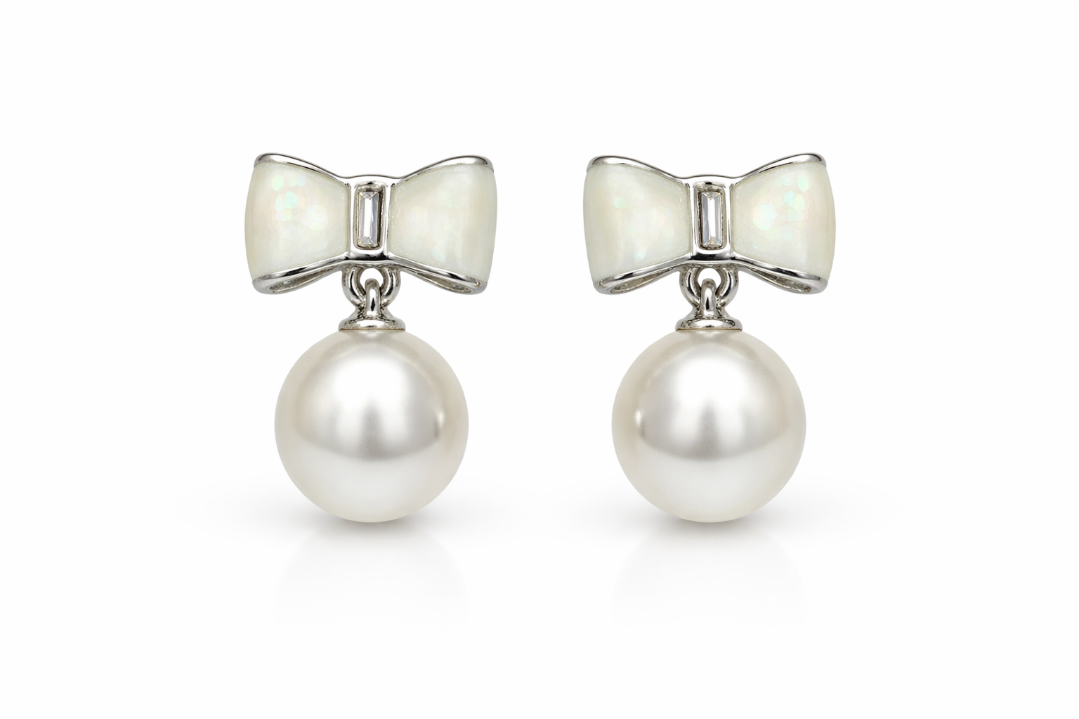 Classic Bow Knot Pearl Stud Earrings for Women & Girls