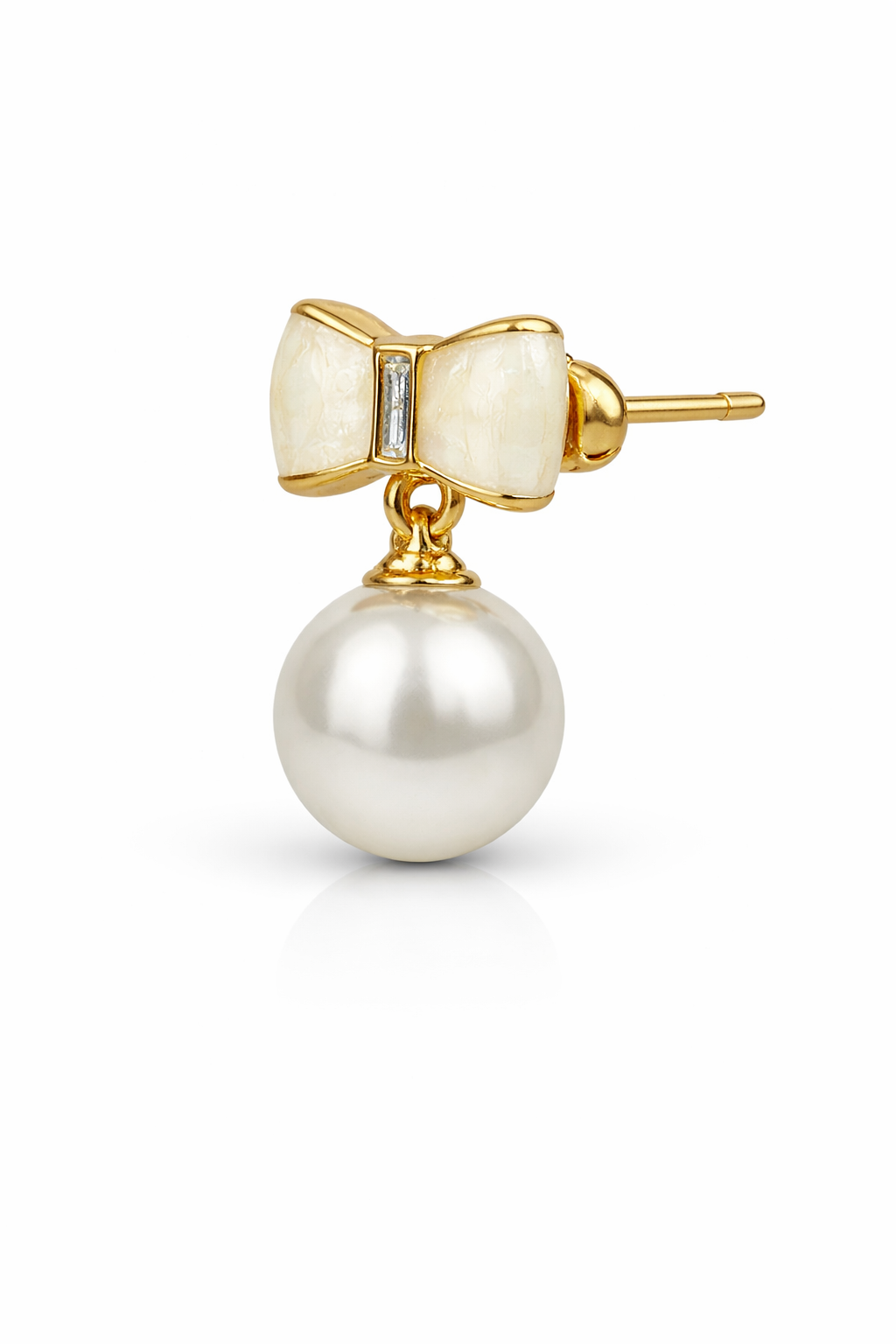 Elegant Gold Bow Pearl Drop Earrings for Women & Girls