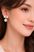 Elegant Gold Bow Pearl Drop Earrings for Women & Girls