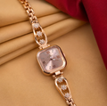 Women's Rose Gold Watch – Square Dial Floral Bracelet