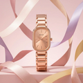Rose Gold Women's Watch – Rectangular Dial & Premium Metal Strap