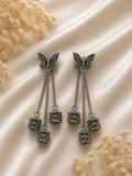 Oxidised Butterfly Chain Drop Earrings for Women Trendy Long Dangle Party Wear Earrings
