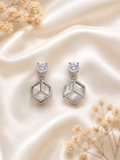 Silver Plated Geometric Crystal Drop Earrings for Women Elegant Party Wear Dangle Earrings