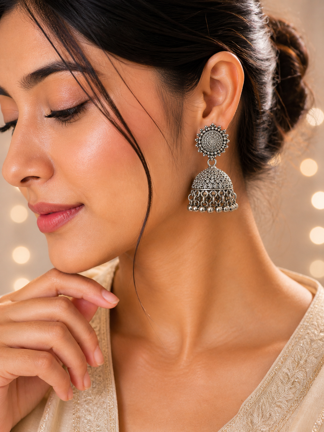 Traditional Oxidised Silver Jhumka Earrings for Women Heavy Designer Party & Wedding Wear Jhumki