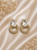 Crystal Hoop Earrings for Women Elegant Big Stone Party Wear Stud Earrings
