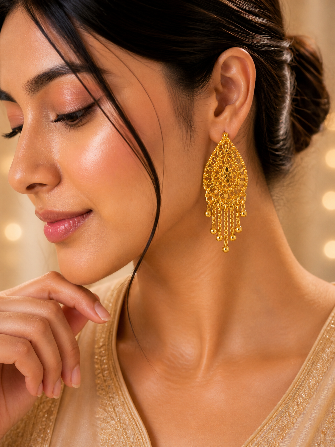 Traditional Gold Plated Long Dangle Earrings for Women Designer Ethnic Party & Wedding Wear Earrings