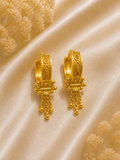 Gold Plated Hoop Earrings with Hanging Beads for Women Traditional Designer Daily & Party Wear Earrings