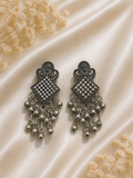 Traditional Oxidised Silver Designer Dangle Earrings for Women Heavy Ethnic Party & Wedding Wear Earrings