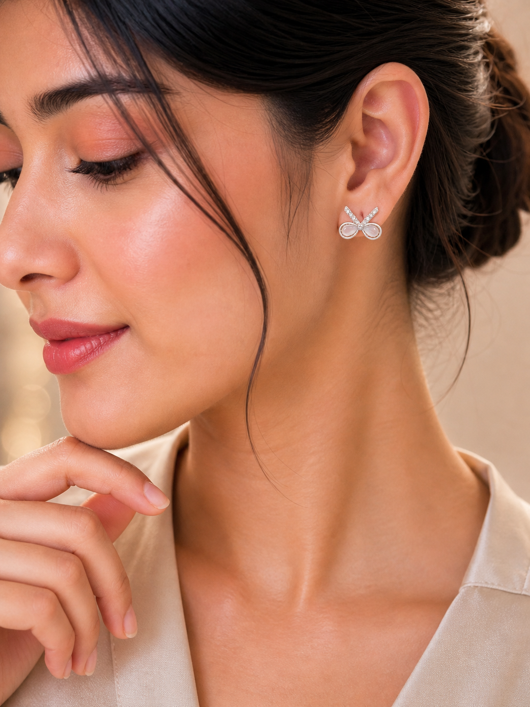 Trendy Scissor Shape Crystal Stud Earrings for Women Stylish Unique Daily Wear Earrings