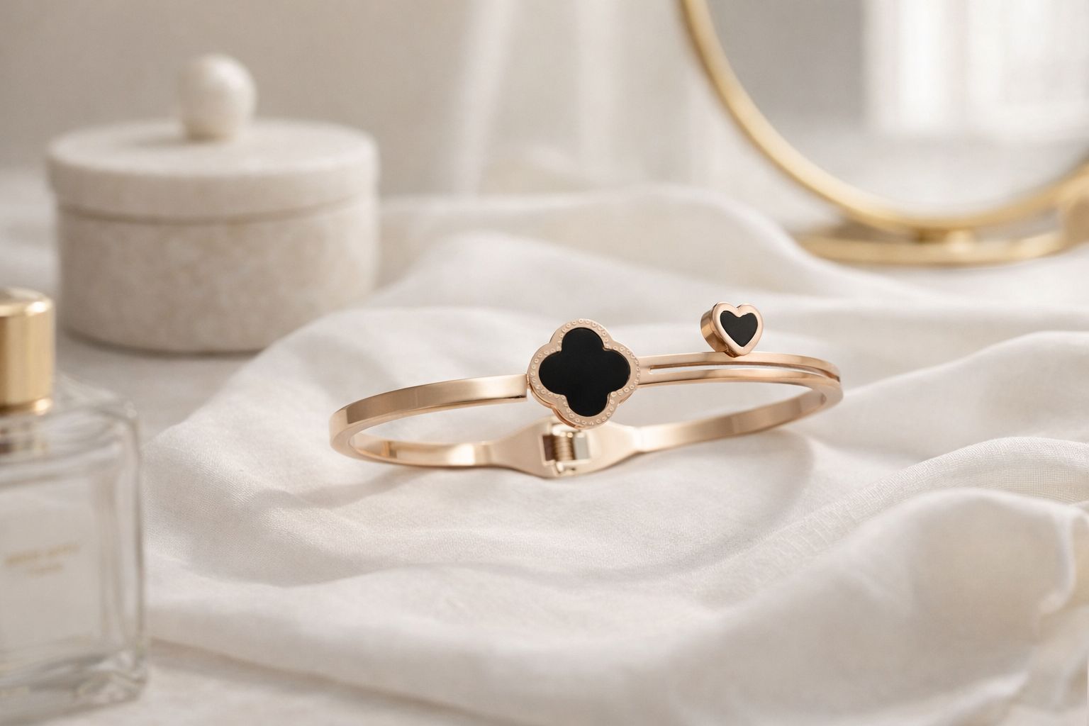 Luxury Clover Charm Stainless Steel Bracelet for Women