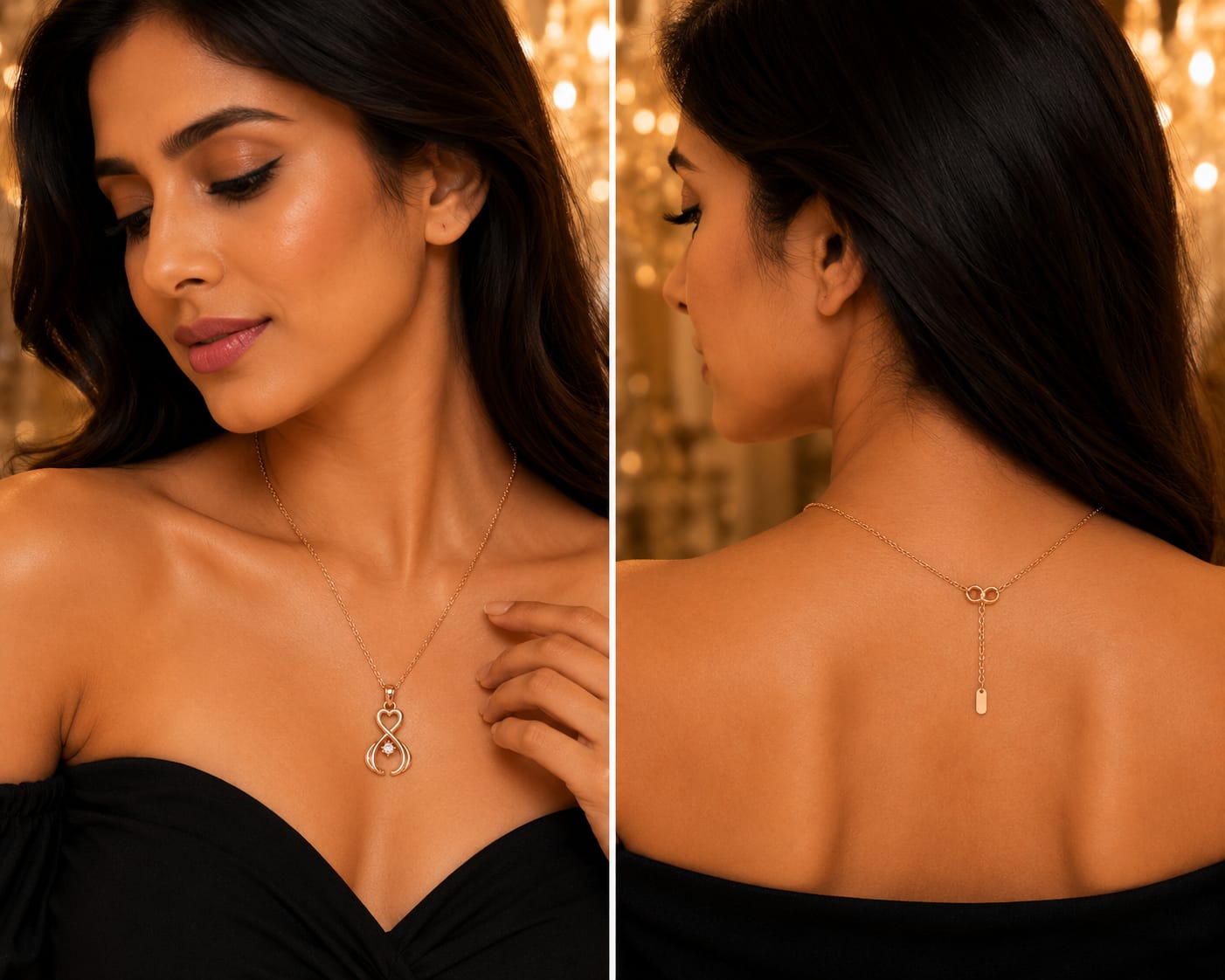 Rose Gold Infinity Heart Pendant Necklace for Women | Crystal Love Necklace | Elegant Fashion Jewelry