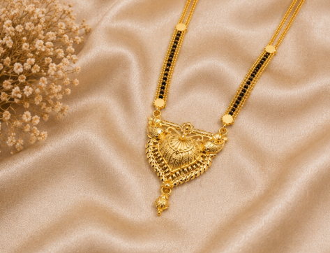 Traditional Gold Plated Peacock Design Mangalsutra for Women | Elegant Black Bead Mangalsutra Necklace