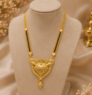 Traditional Gold Plated Peacock Design Mangalsutra for Women | Elegant Black Bead Mangalsutra Necklace